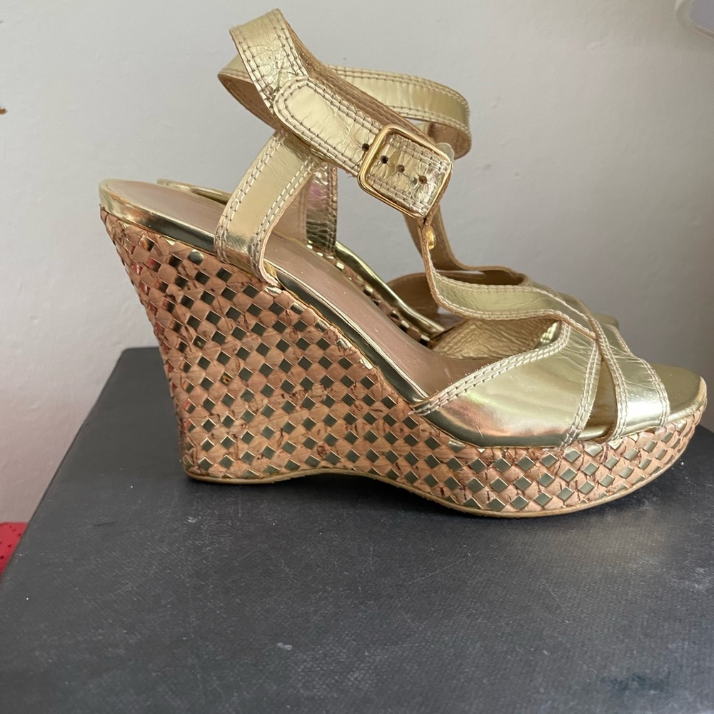 Stuart Weitzman Gold Woven Espadrilles